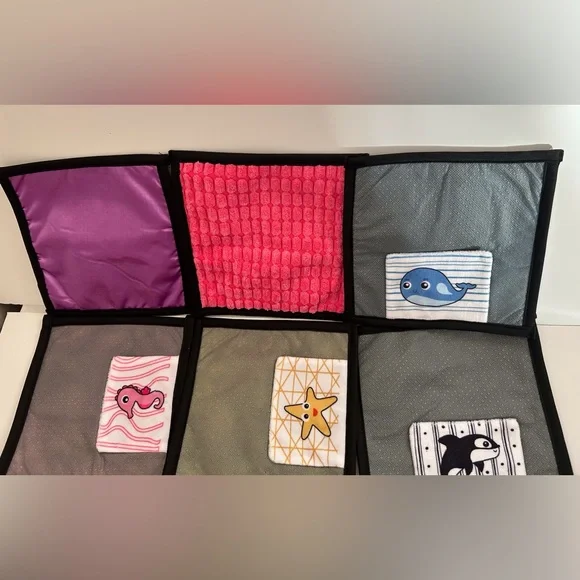 Sensory Mini Mats 6 7/8” x 6 7/8”, Set of 12, Built in Hooks for Hanging - Picture 5 of 13